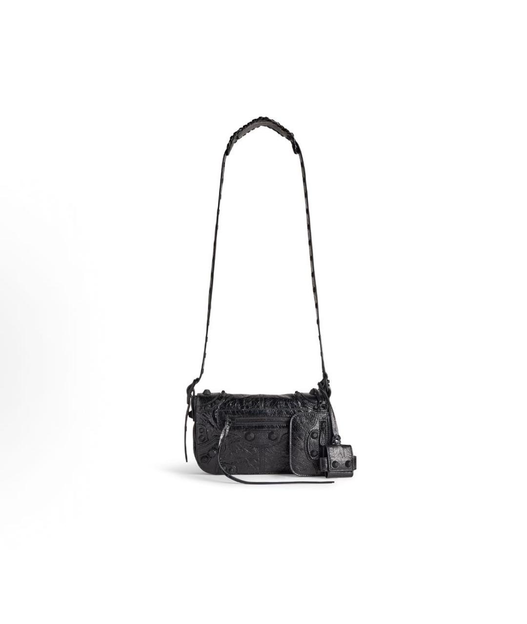 BALENCIAGA Черная кожаная сумка через плечо, фото 2