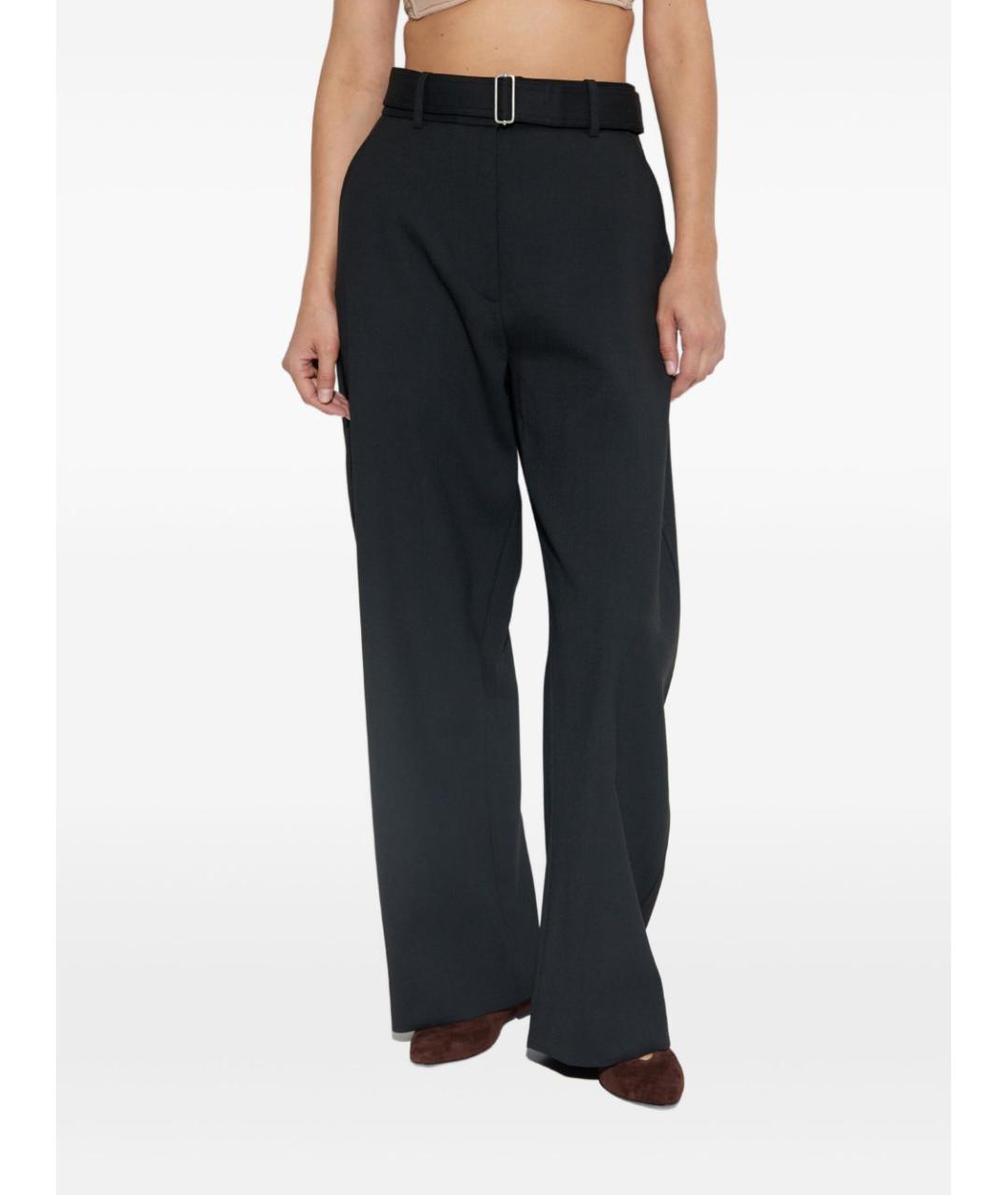 STUDIO NICHOLSON Черные полиэстеровые прямые брюки, фото 4