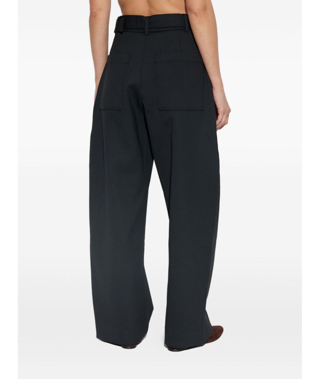 STUDIO NICHOLSON Черные полиэстеровые прямые брюки, фото 5