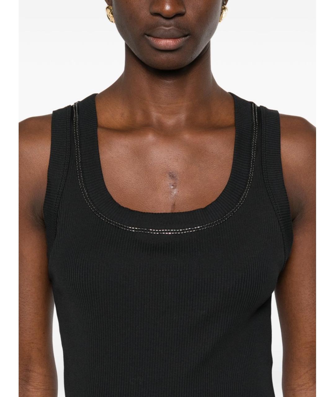 BRUNELLO CUCINELLI Черная хлопковая майка, фото 3