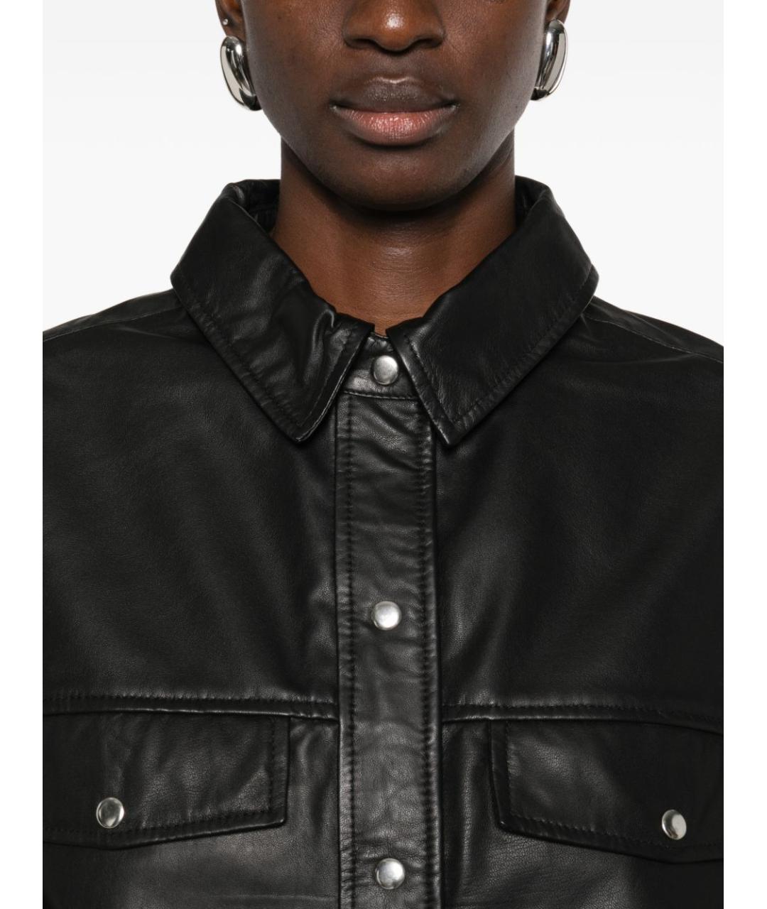 IRO Черная кожаная рубашка, фото 4