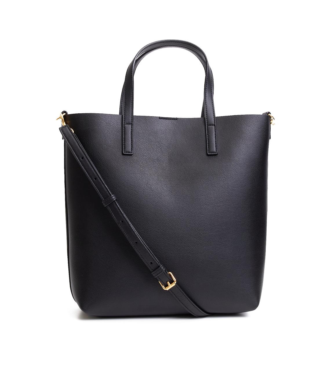 SAINT LAURENT Черная кожаная сумка тоут, фото 6