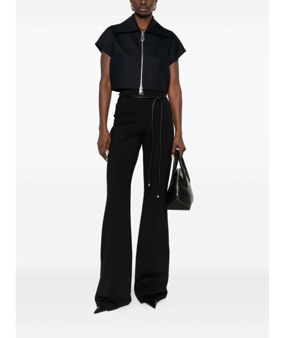 SPORTMAX Черные полиамидовые прямые брюки, фото 3