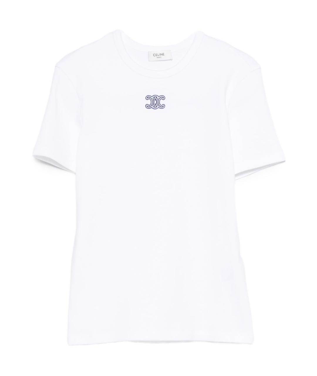 CELINE Белая хлопковая футболка, фото 1
