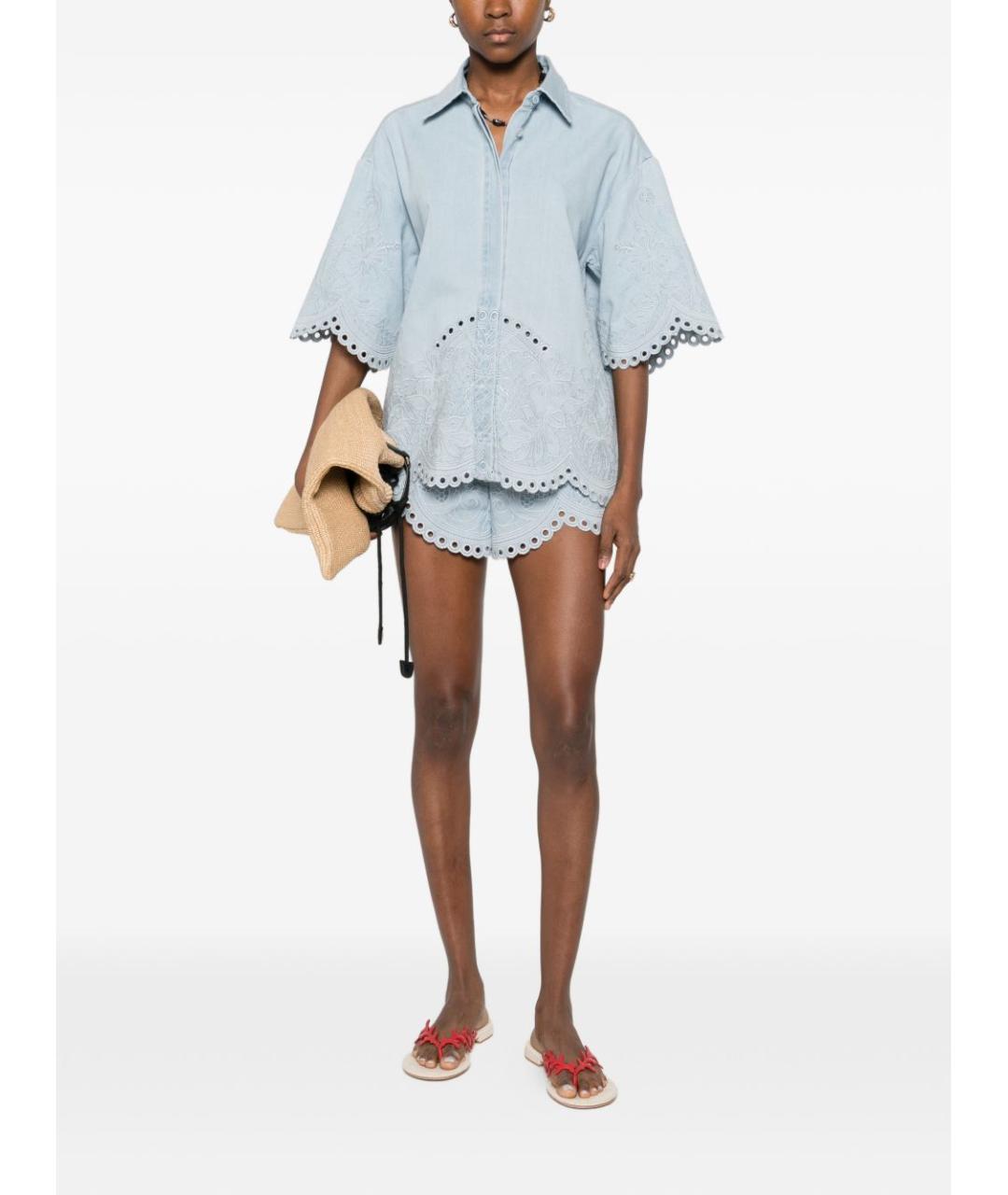 ZIMMERMANN Голубые хлопковые шорты, фото 5