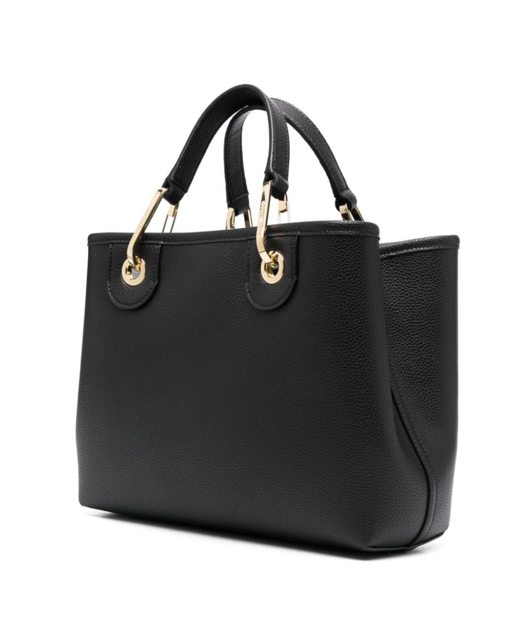 EMPORIO ARMANI Черная сумка тоут из искусственной кожи, фото 3