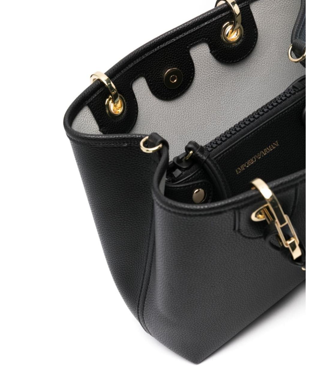 EMPORIO ARMANI Черная сумка тоут из искусственной кожи, фото 2