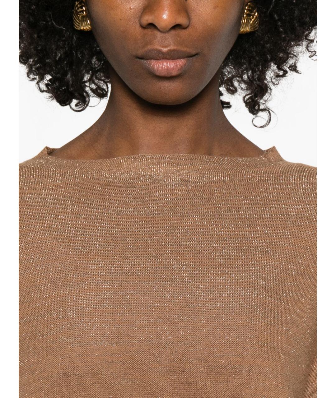 FABIANA FILIPPI Коричневый хлопковый джемпер / свитер, фото 2
