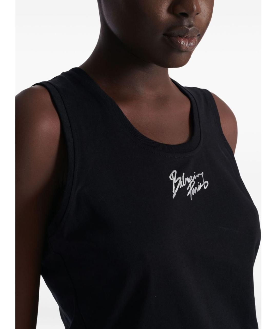 BALMAIN Черная хлопковая майка, фото 3
