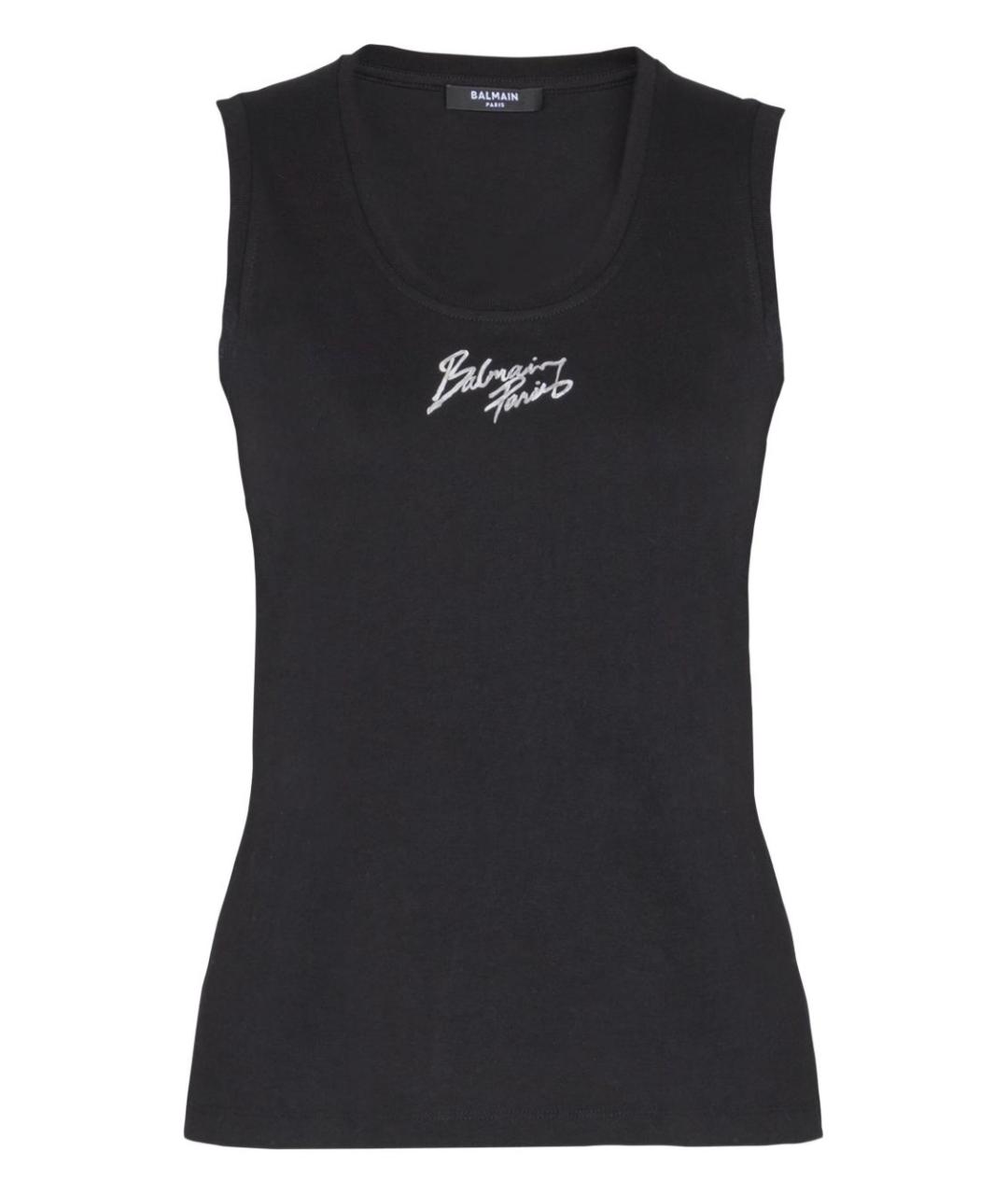 BALMAIN Черная хлопковая майка, фото 1