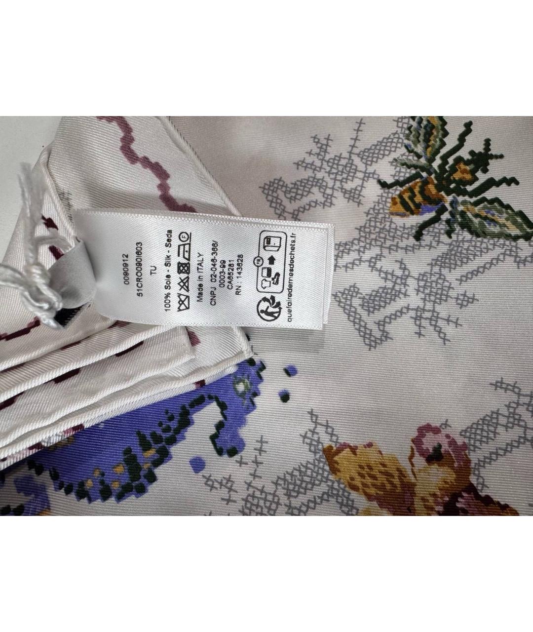 CHRISTIAN DIOR Белый шелковый платок, фото 2