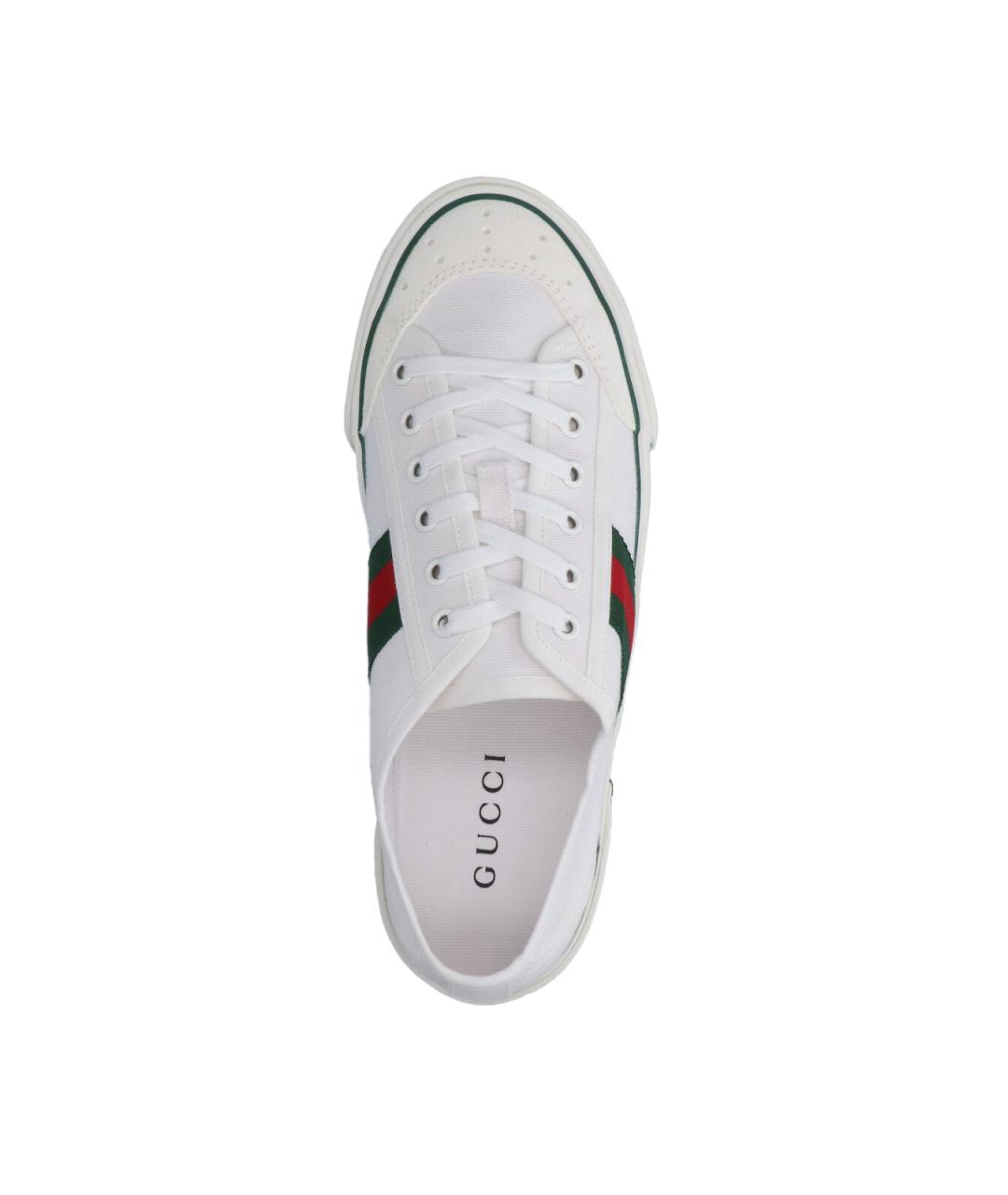 GUCCI Белые текстильные низкие кроссовки / кеды, фото 5