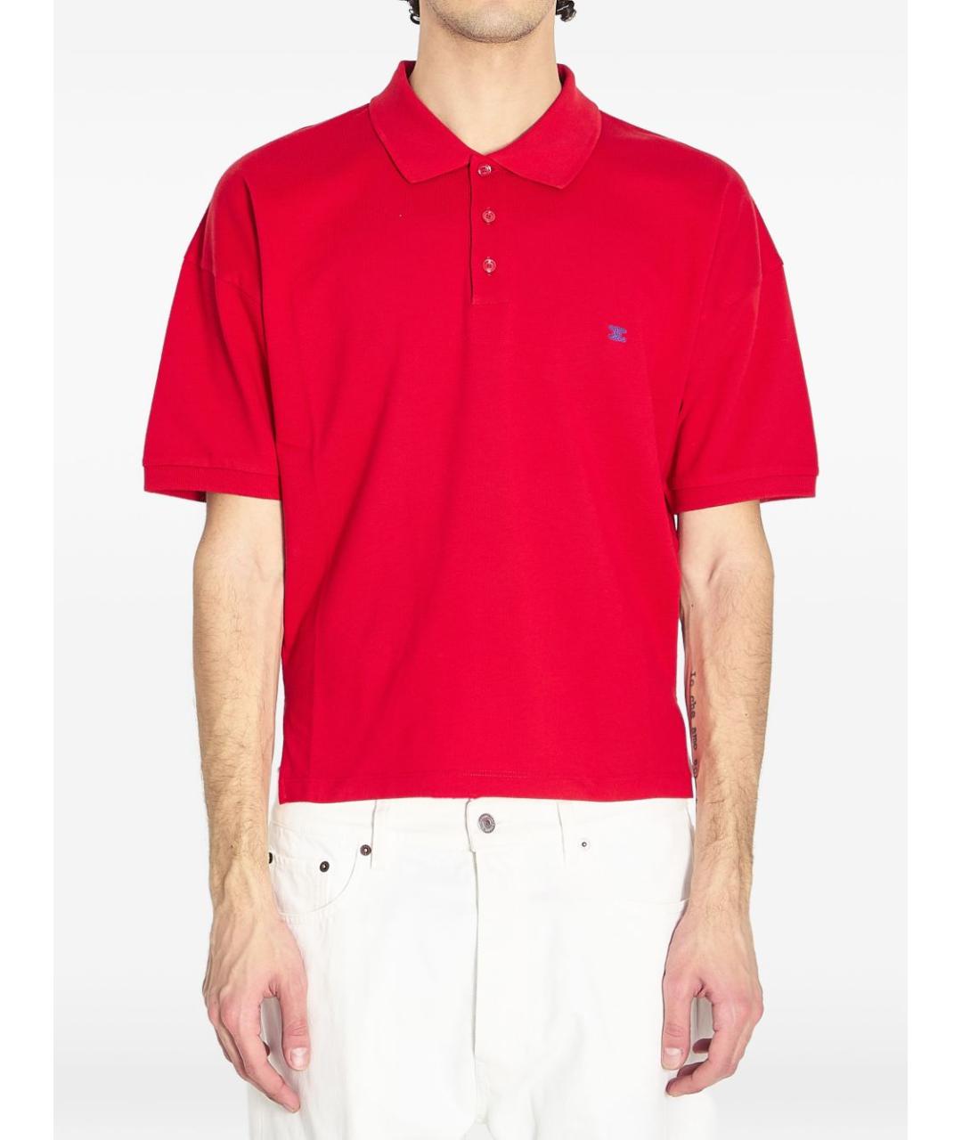 CELINE Красное хлопковое поло с коротким рукавом, фото 5