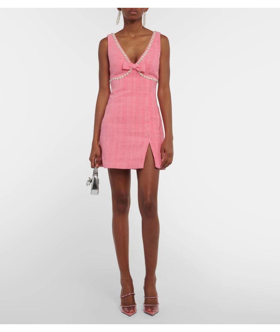 SELF-PORTRAIT Розовое твидовое вечернее платье, фото 4