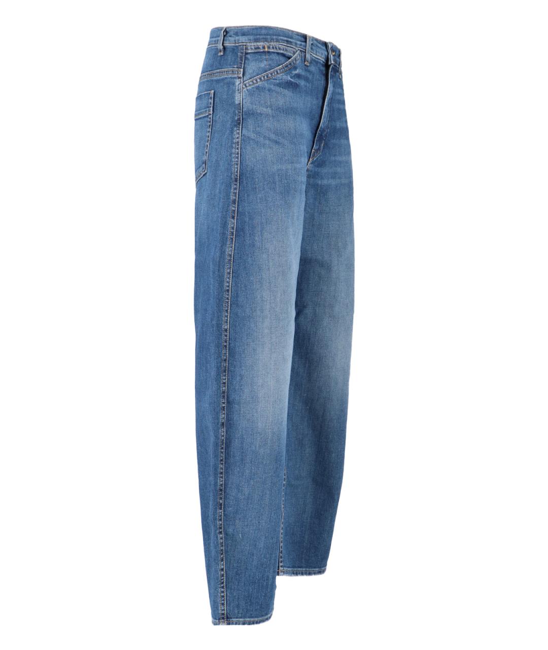 NILI LOTAN Голубые хлопковые прямые джинсы, фото 3