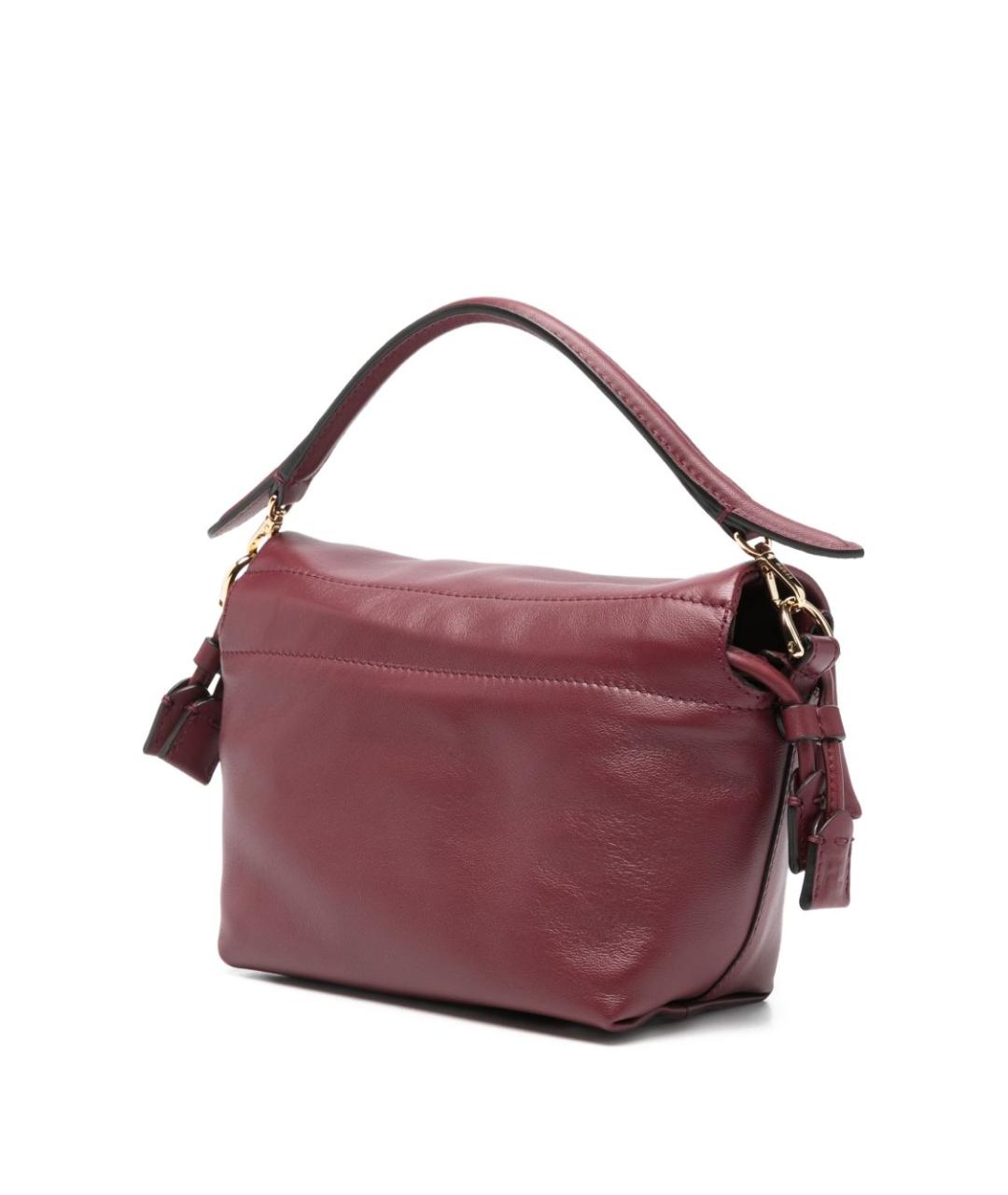 FENDI Бордовая кожаная сумка с короткими ручками, фото 4