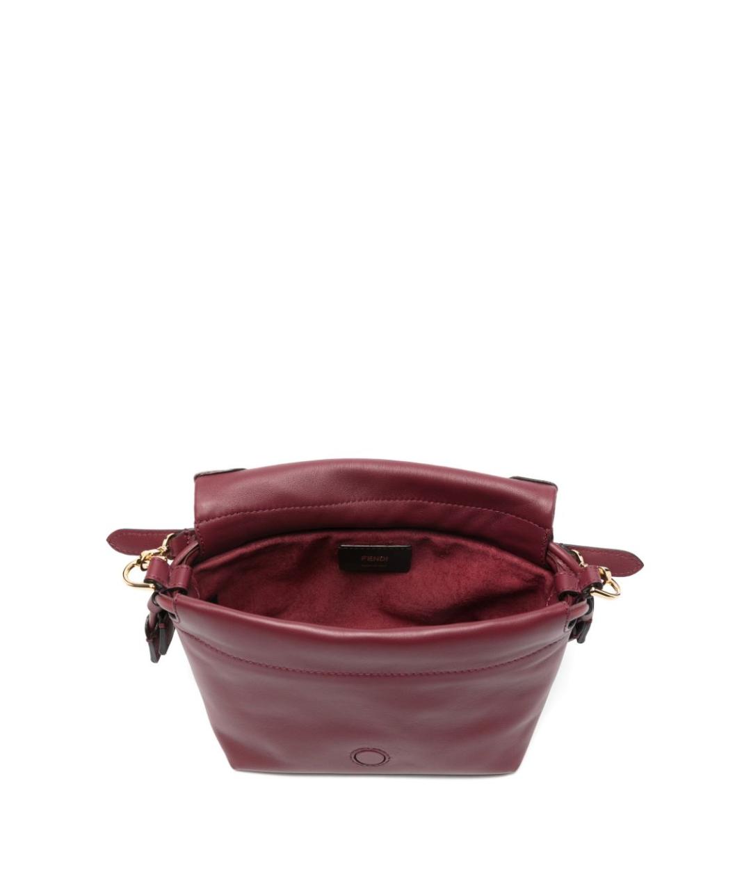 FENDI Бордовая кожаная сумка с короткими ручками, фото 2