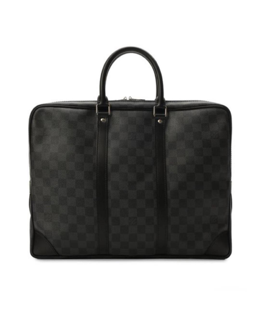 LOUIS VUITTON Антрацитовый портфель из искусственной кожи, фото 3