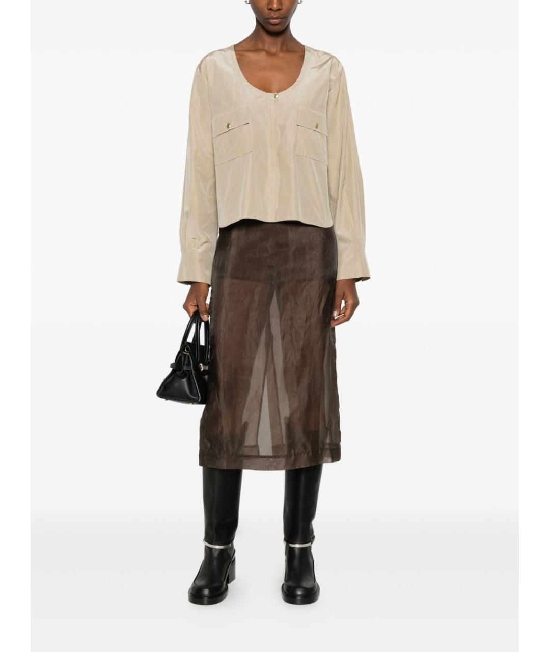 FORTE FORTE Бежевая полиэстеровая рубашка, фото 4