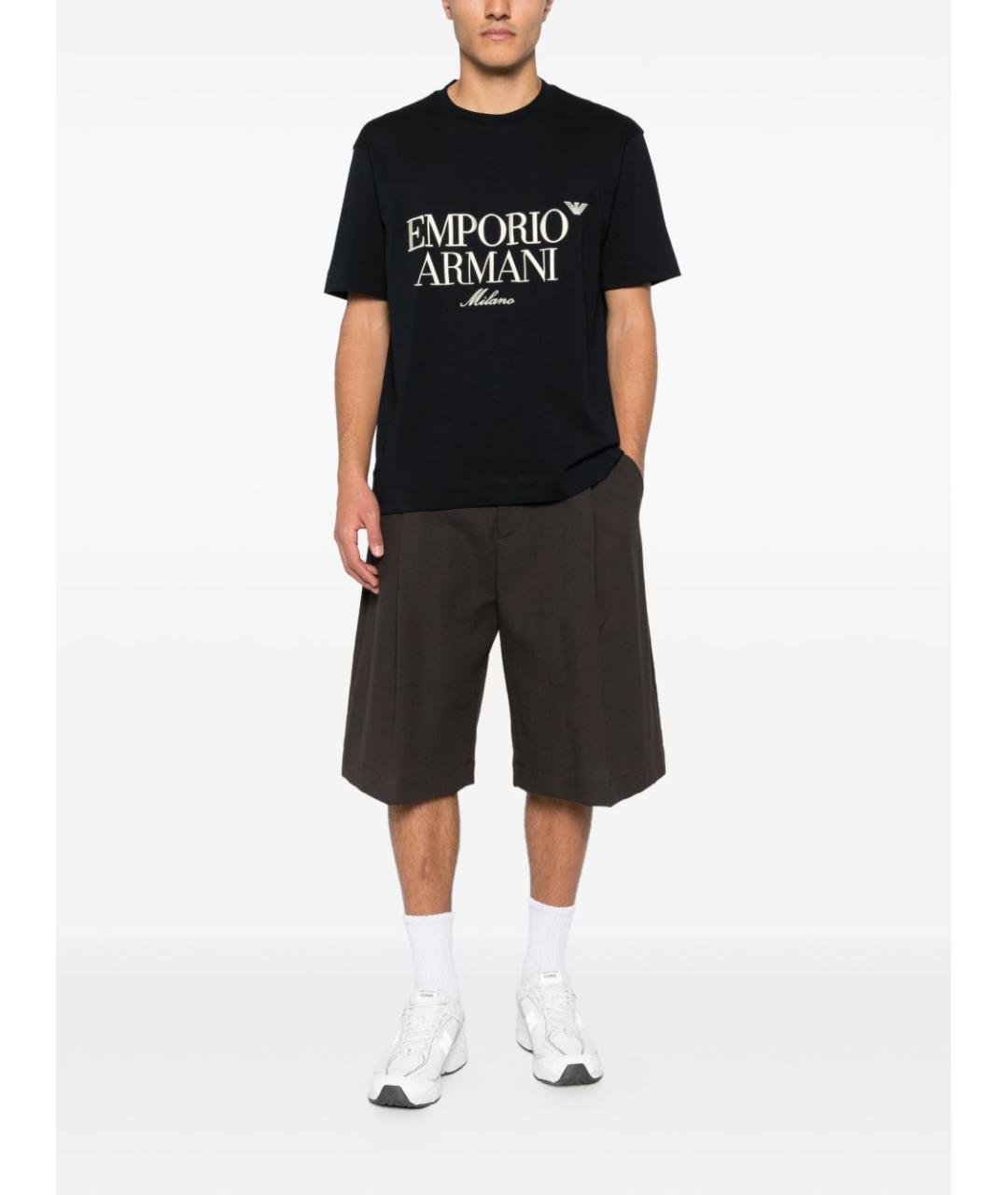 EMPORIO ARMANI Синяя хлопковая футболка, фото 3