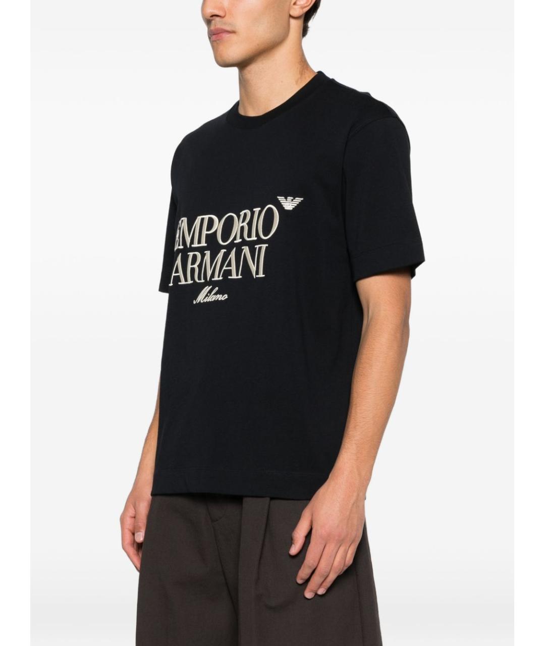 EMPORIO ARMANI Синяя хлопковая футболка, фото 2