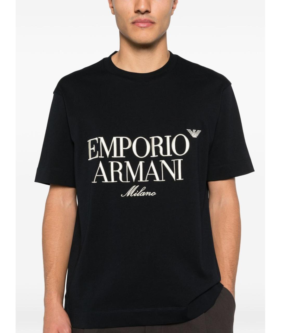 EMPORIO ARMANI Синяя хлопковая футболка, фото 5
