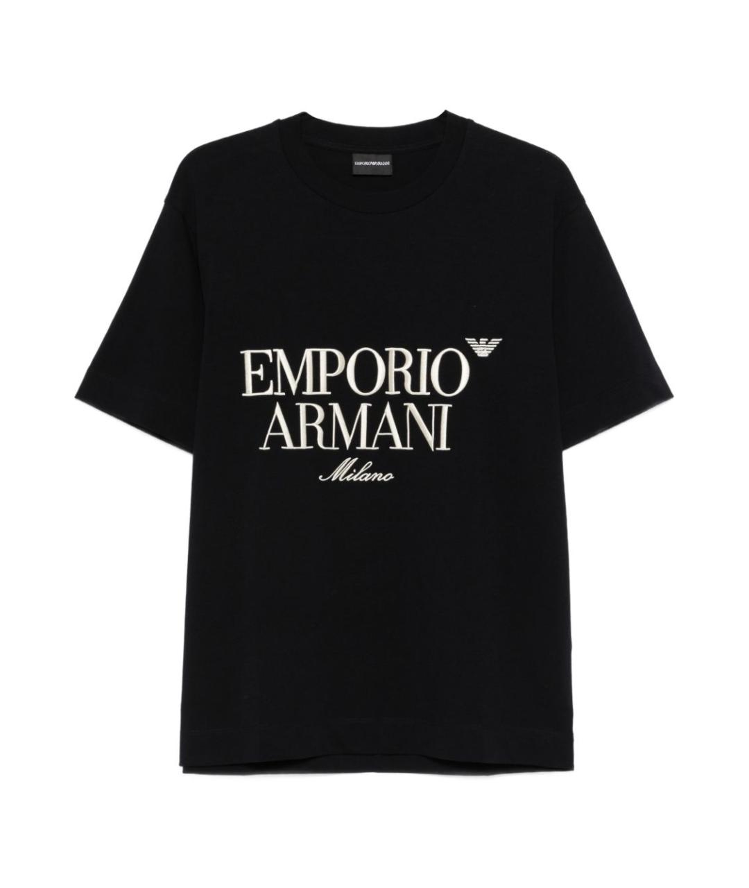 EMPORIO ARMANI Синяя хлопковая футболка, фото 1