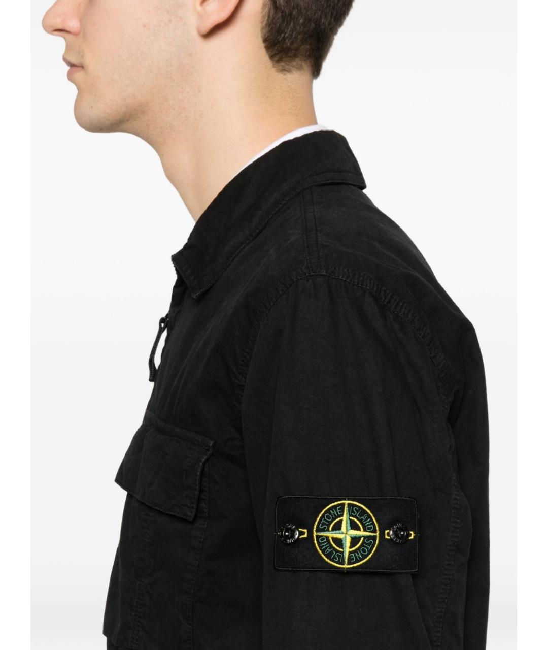 STONE ISLAND Черная хлопковая кэжуал рубашка, фото 4