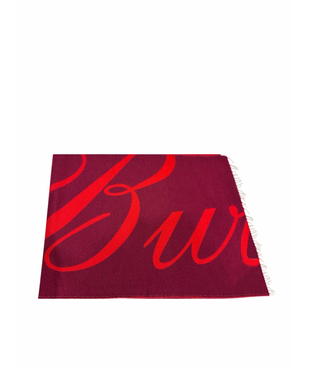 BURBERRY Бордовый шерстяной шарф, фото 1