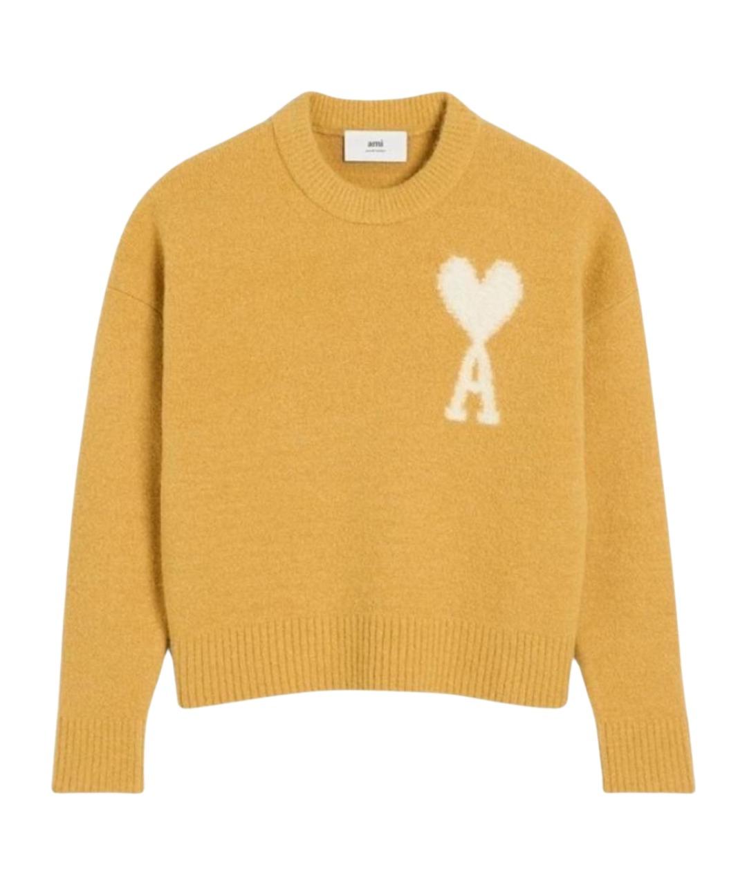 Ami Paris Горчичный шерстяной джемпер / свитер, фото 1
