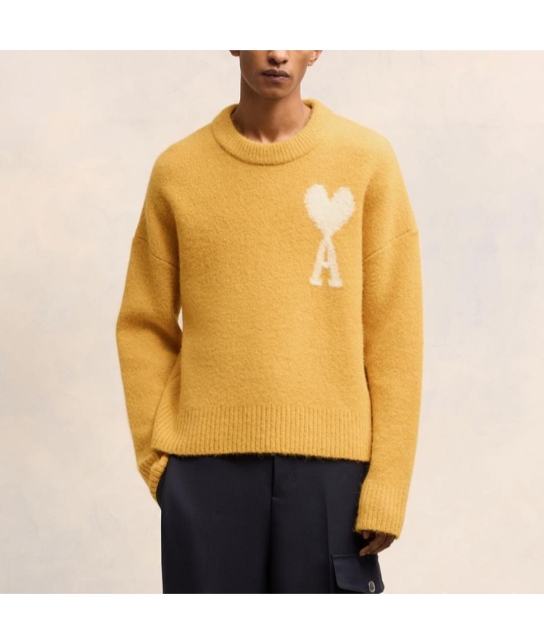 Ami Paris Горчичный шерстяной джемпер / свитер, фото 2