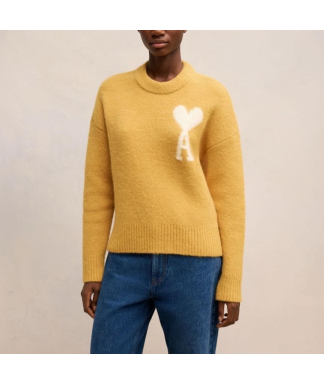 Ami Paris Горчичный шерстяной джемпер / свитер, фото 3