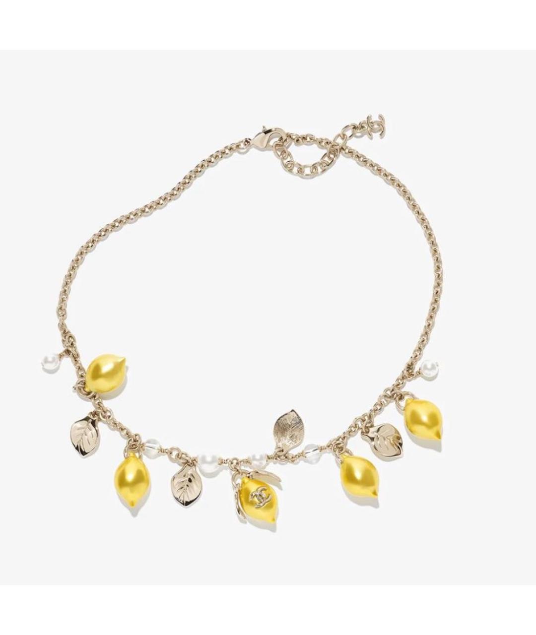 CHANEL Желтое металлическое колье, фото 6