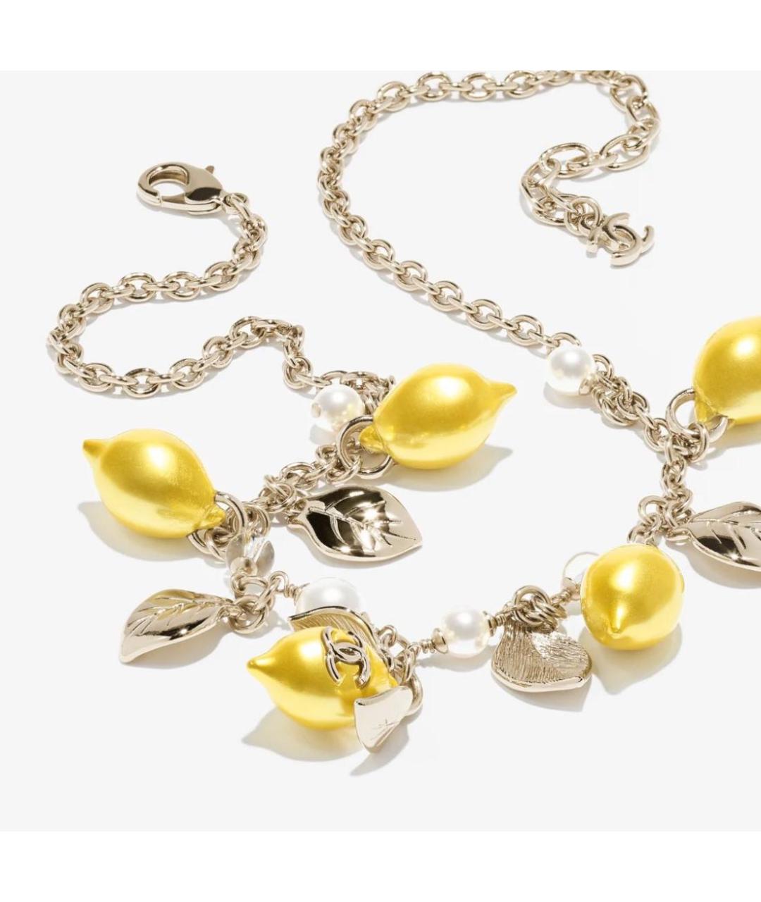 CHANEL Желтое металлическое колье, фото 3