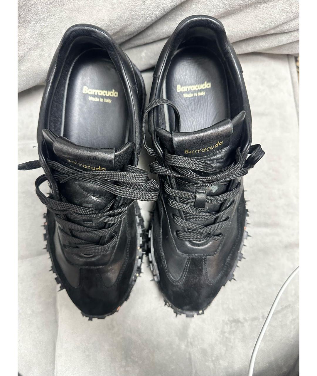BARRACUDA Черные кожаные низкие кроссовки / кеды, фото 3