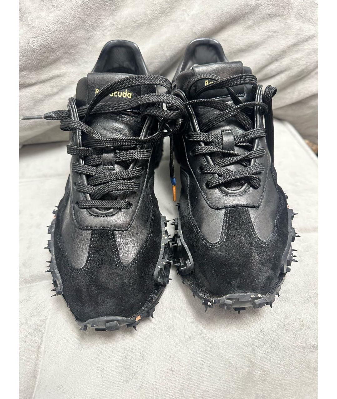 BARRACUDA Черные кожаные низкие кроссовки / кеды, фото 2