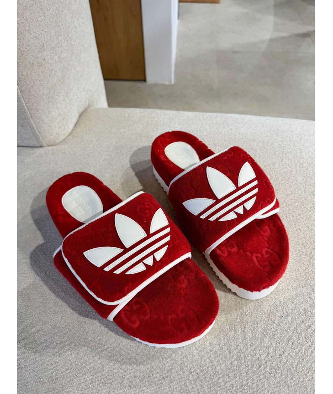 GUCCI Красные бархатные шлепанцы, фото 3
