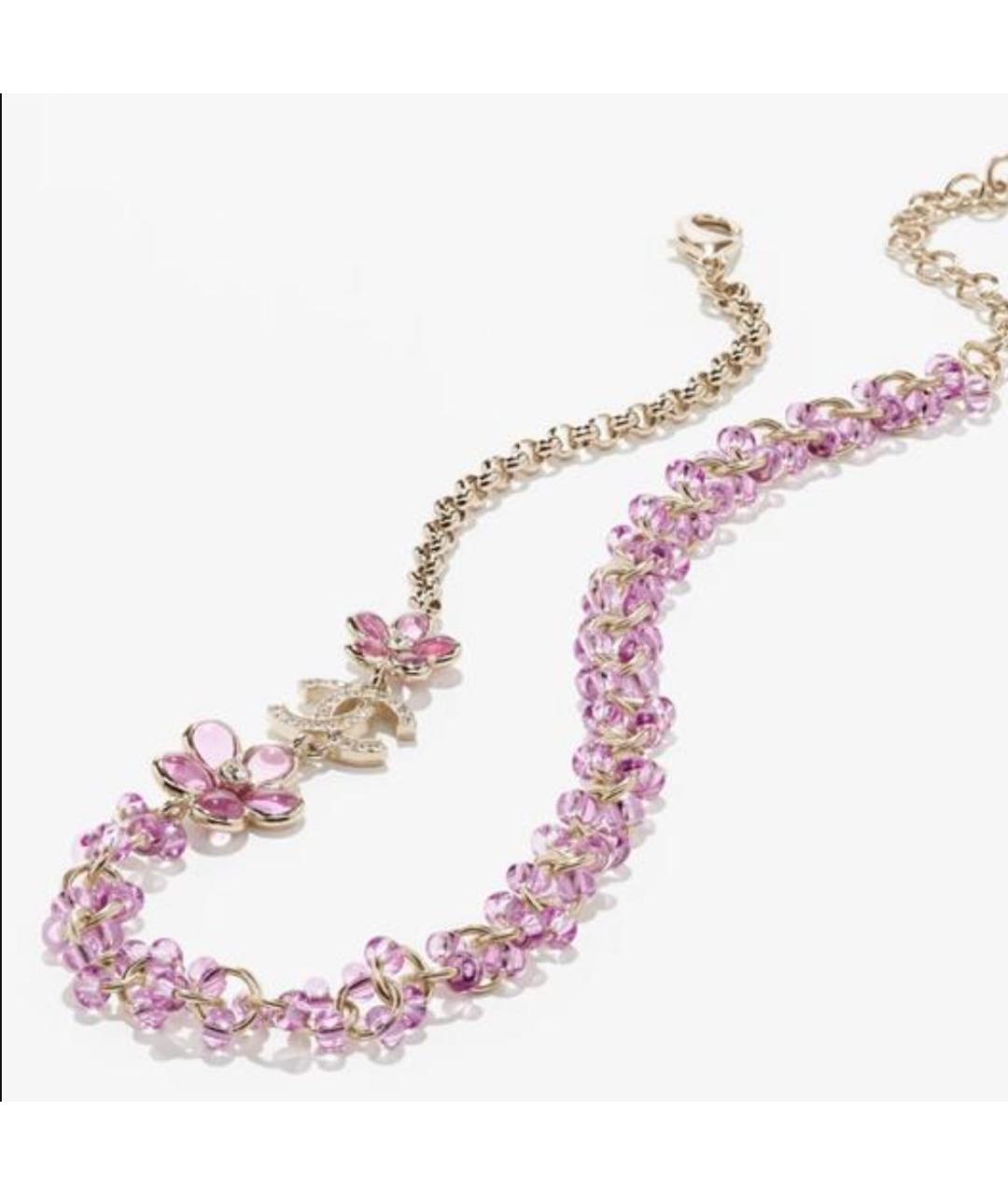 CHANEL Розовое металлическое колье, фото 2