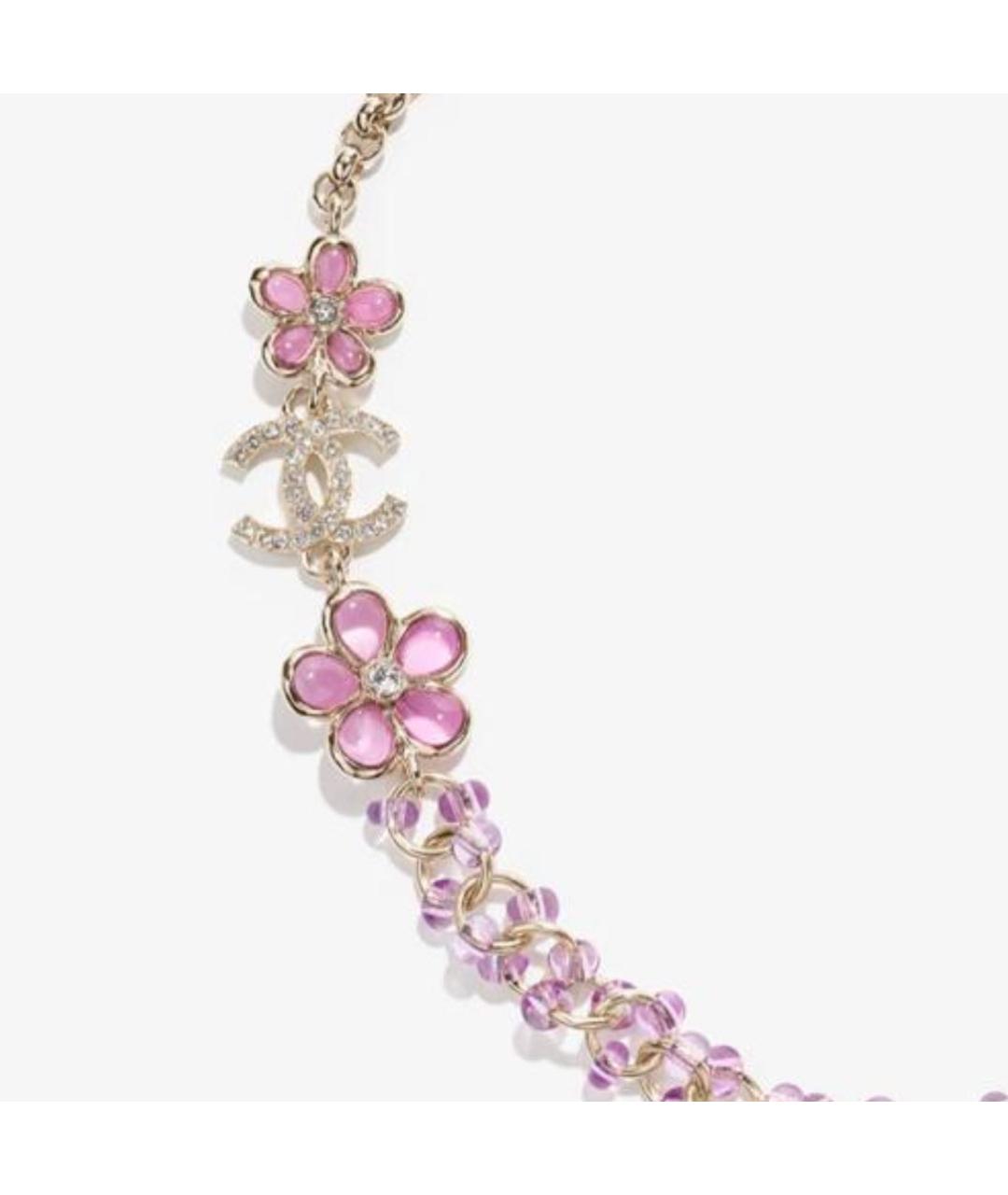 CHANEL Розовое металлическое колье, фото 3