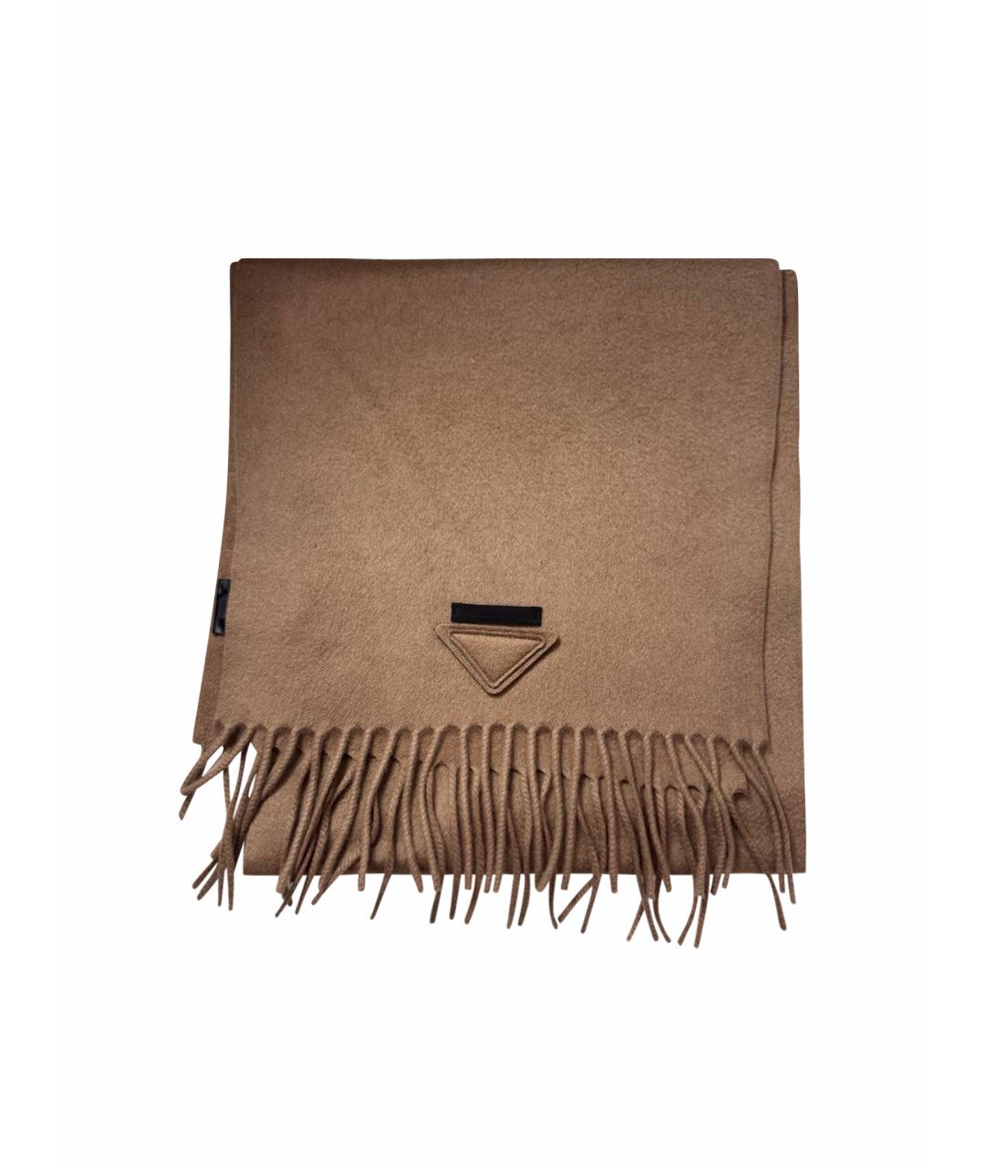 PRADA Коричневый кашемировый шарф, фото 1