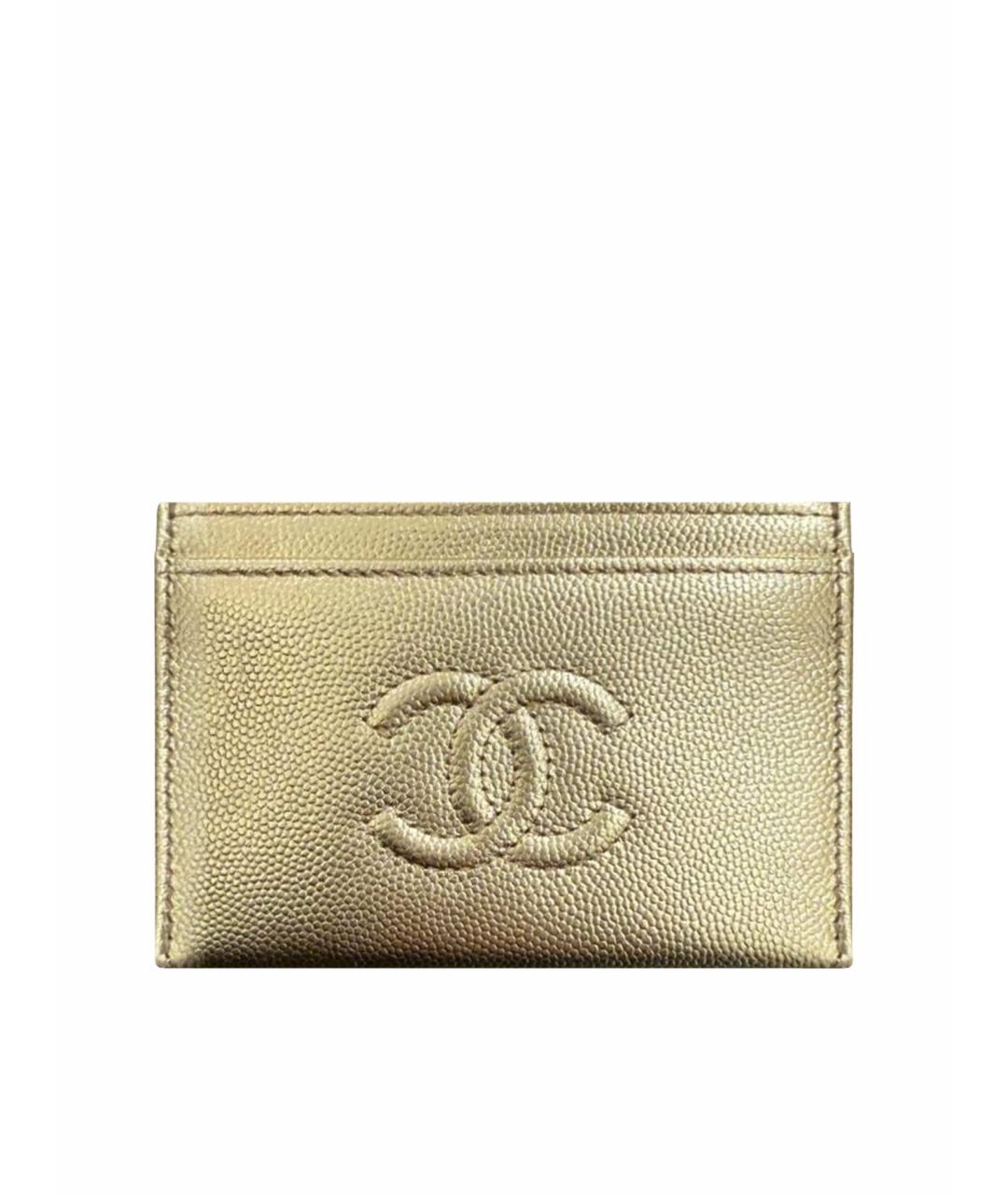 CHANEL Золотой кожаный кардхолдер, фото 1