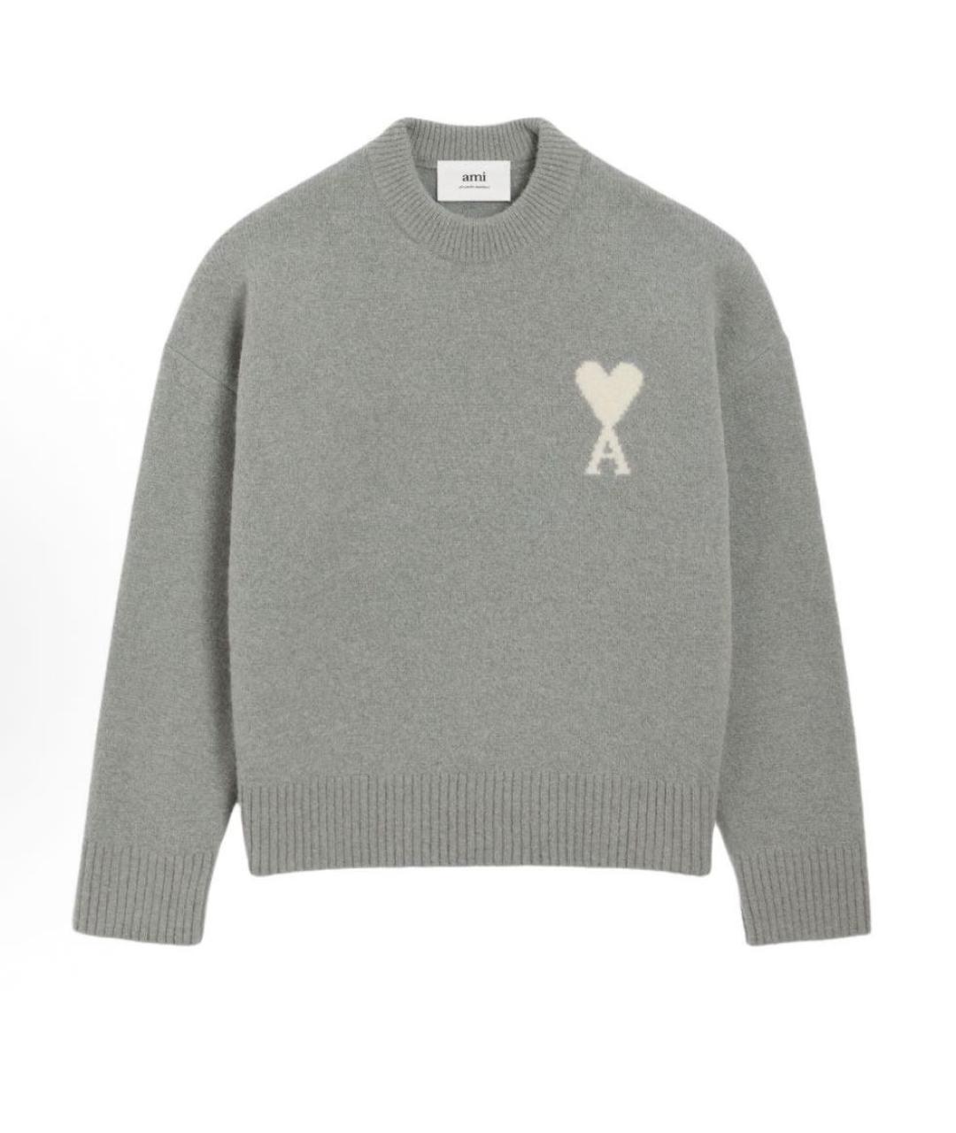 Ami Paris Серый шерстяной джемпер / свитер, фото 9