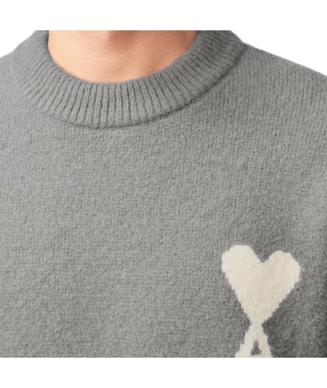 Ami Paris Серый шерстяной джемпер / свитер, фото 6