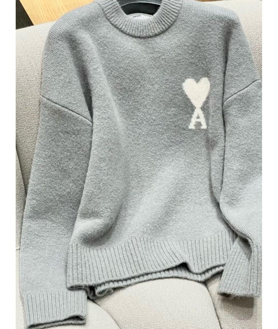 Ami Paris Серый шерстяной джемпер / свитер, фото 7