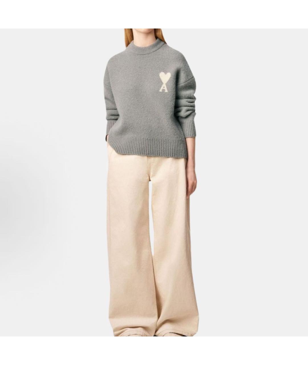 Ami Paris Серый шерстяной джемпер / свитер, фото 3