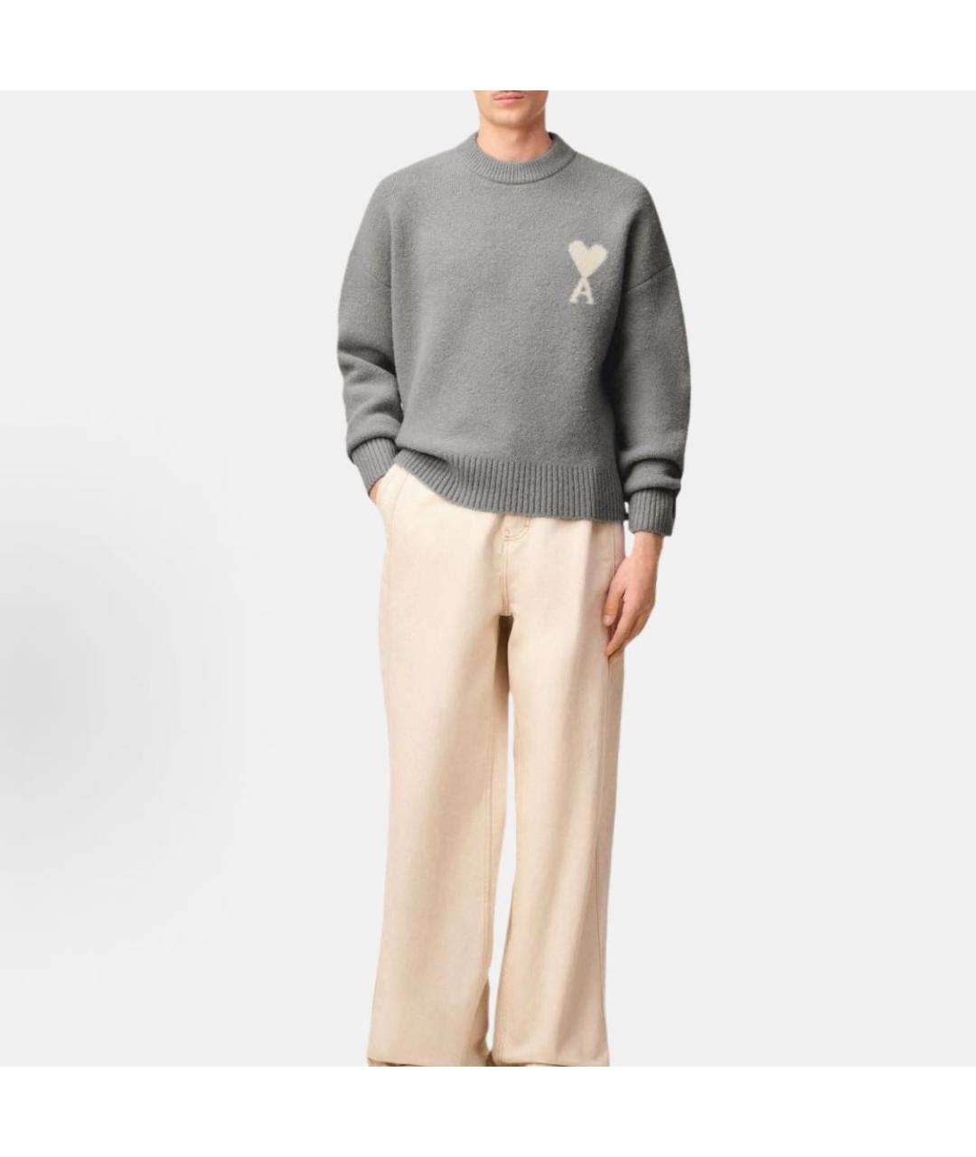 Ami Paris Серый шерстяной джемпер / свитер, фото 2