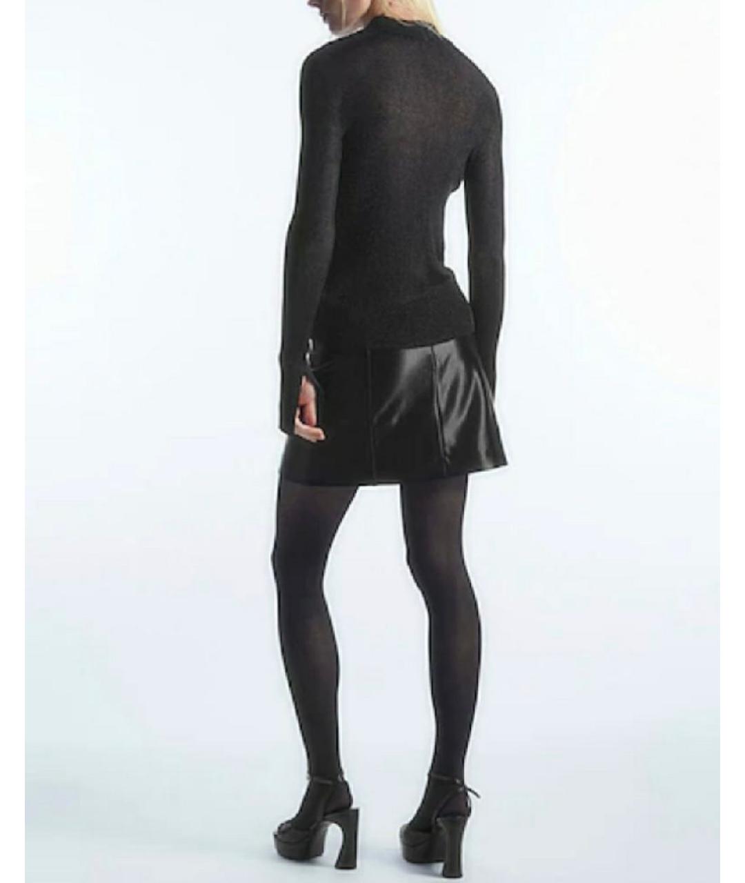 COS Черная полиэстеровая юбка мини, фото 4