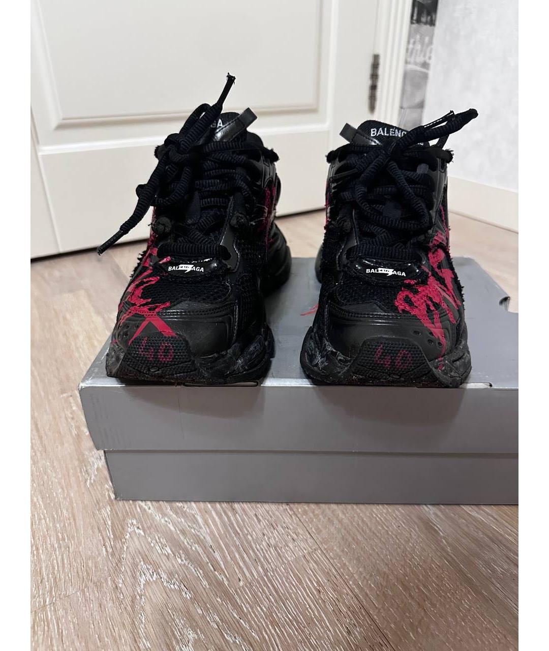 BALENCIAGA Черные текстильные низкие кроссовки / кеды, фото 3