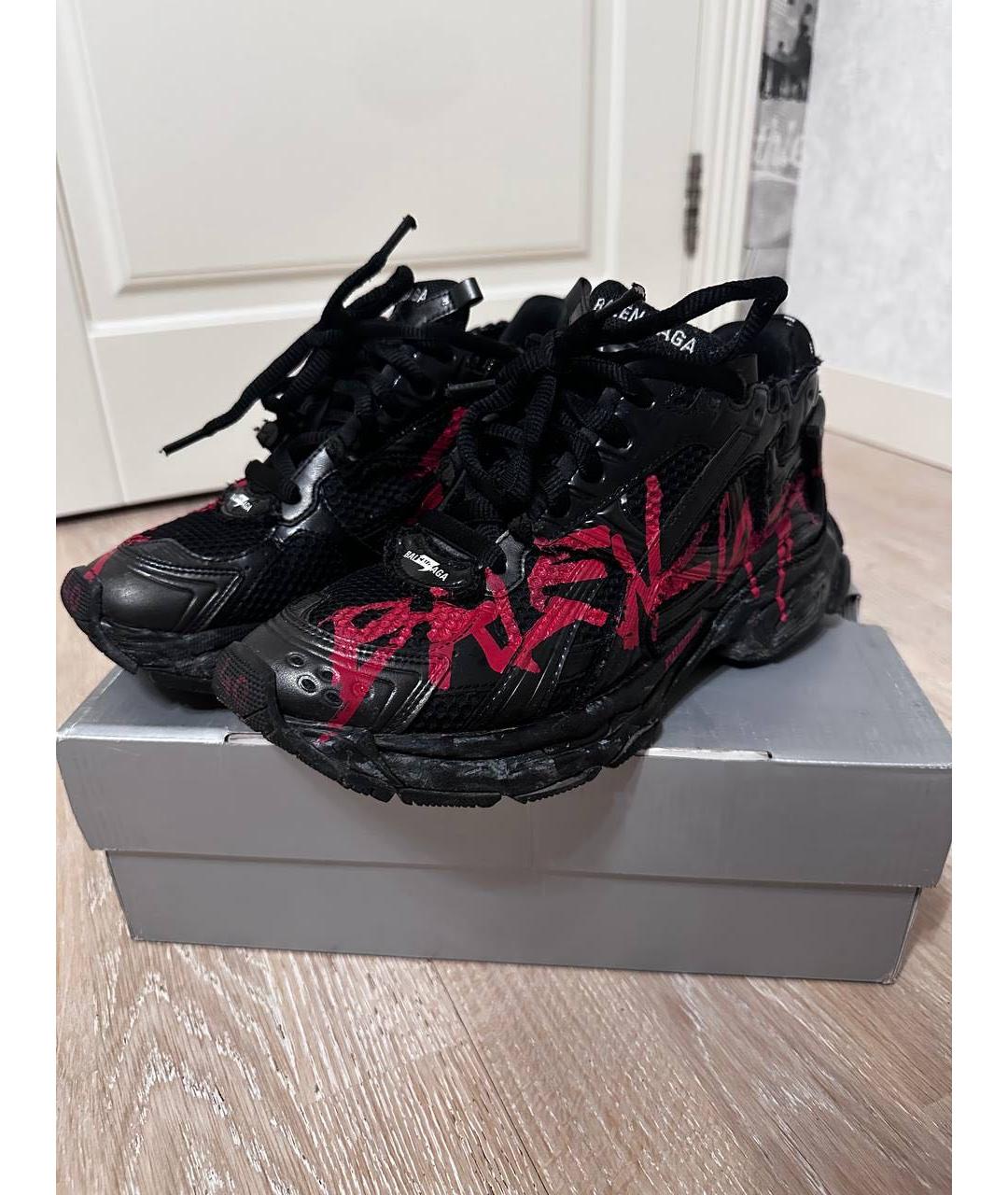 BALENCIAGA Черные текстильные низкие кроссовки / кеды, фото 2