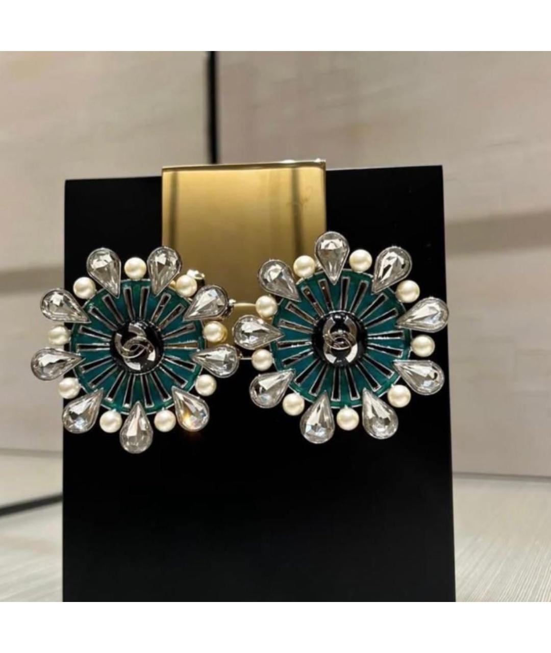 CHANEL Бирюзовые металлические серьги, фото 3